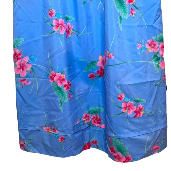 Vintage Hale O'Lika Fashions Size Large Made in Hawaii Blue Pink Floral Dress - Picture 3 of 7